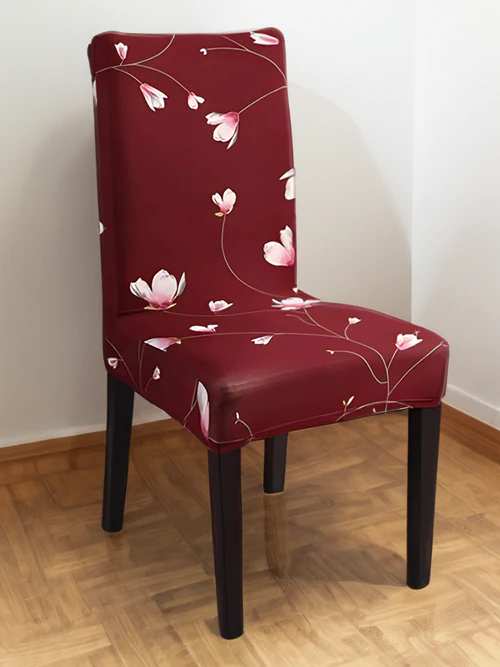 maroon patterned chair cover